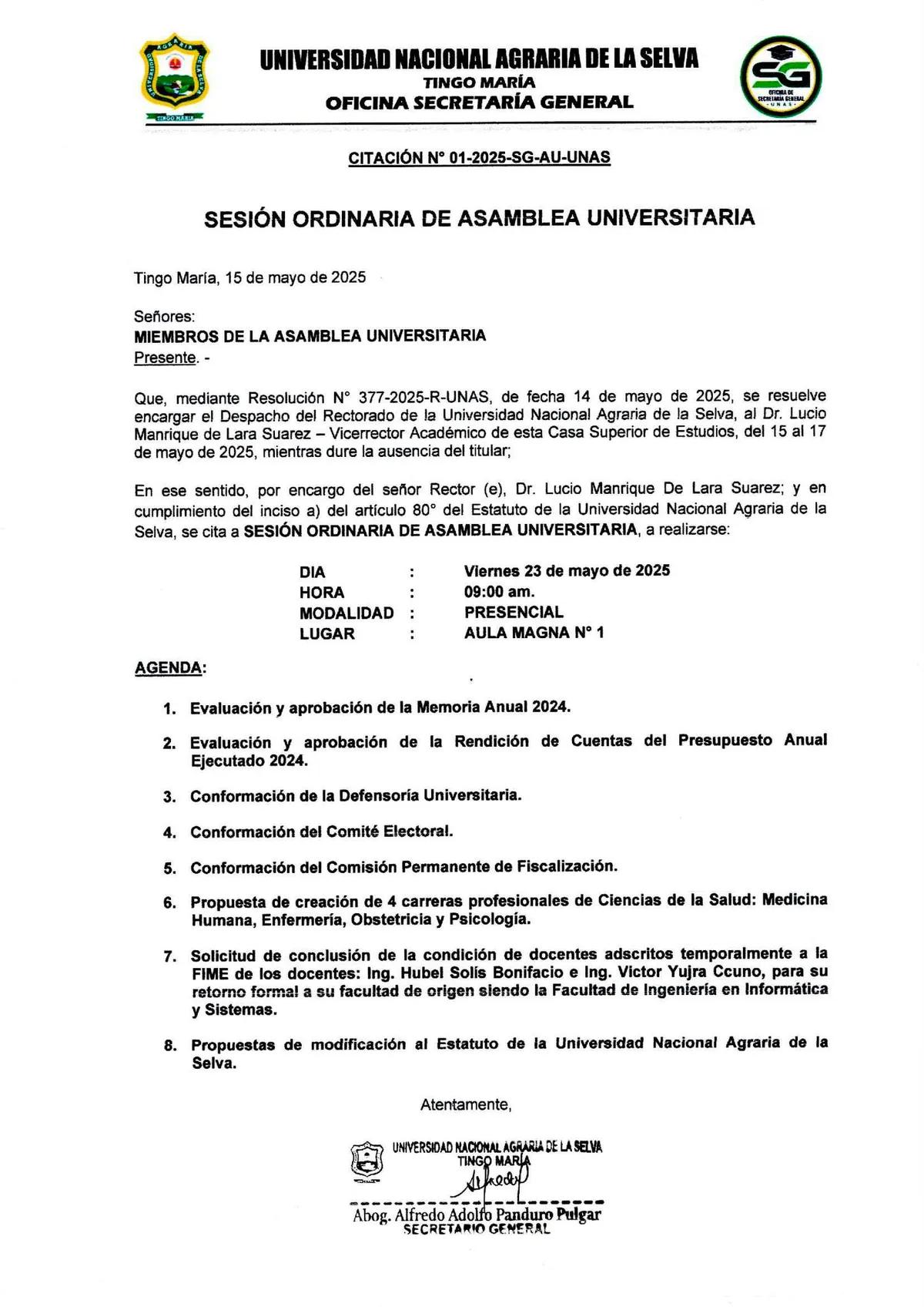 SESSÃO ORDINÁRIA DE ASSEMBLÉIA UNIVERSITÁRIA