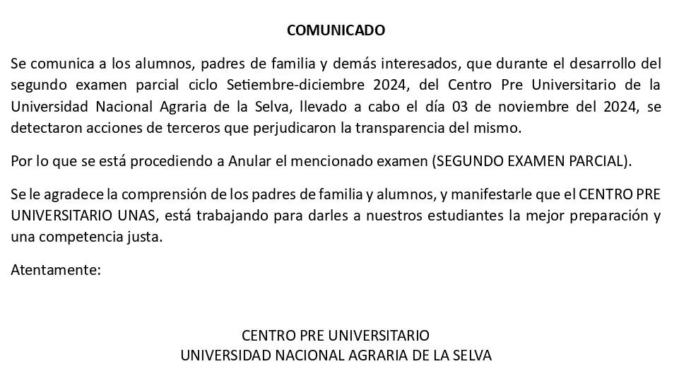 COMUNICADO SOBRE O SEGUNDO EXAME PARCIAL DE CPU SETEMBRO - DEZEMBRO DE 2024