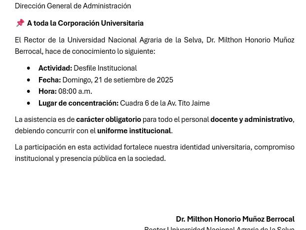 Communiqué to All UNAS Staff