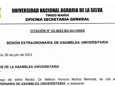 CITAÇÃO DE SESSÃO EXTRAORDINÁRIA DE ASSEMBLÉIA UNIVERSITÁRIA