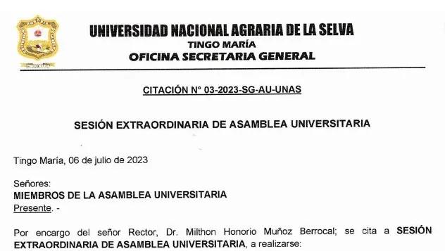 CITAÇÃO DE SESSÃO EXTRAORDINÁRIA DE ASSEMBLÉIA UNIVERSITÁRIA