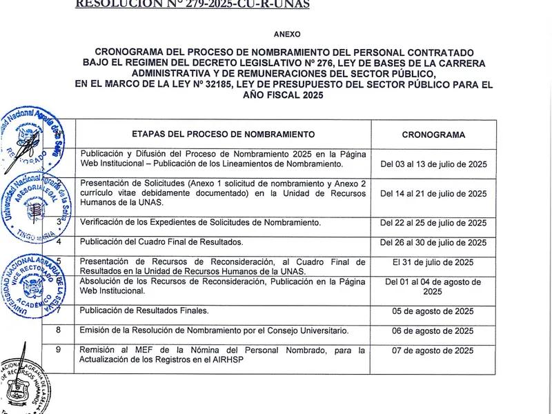 APPOINTMENT PROCESS OF STAFF CONTRACTED UNDER THE REGIME OF LEGISLATIVE DECREE N° 276