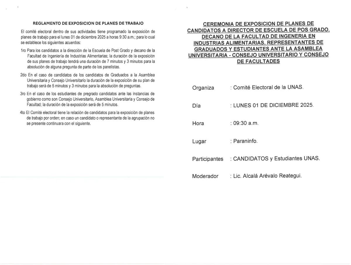 Regulamento para exposição de planos e protocolo de cerimônia