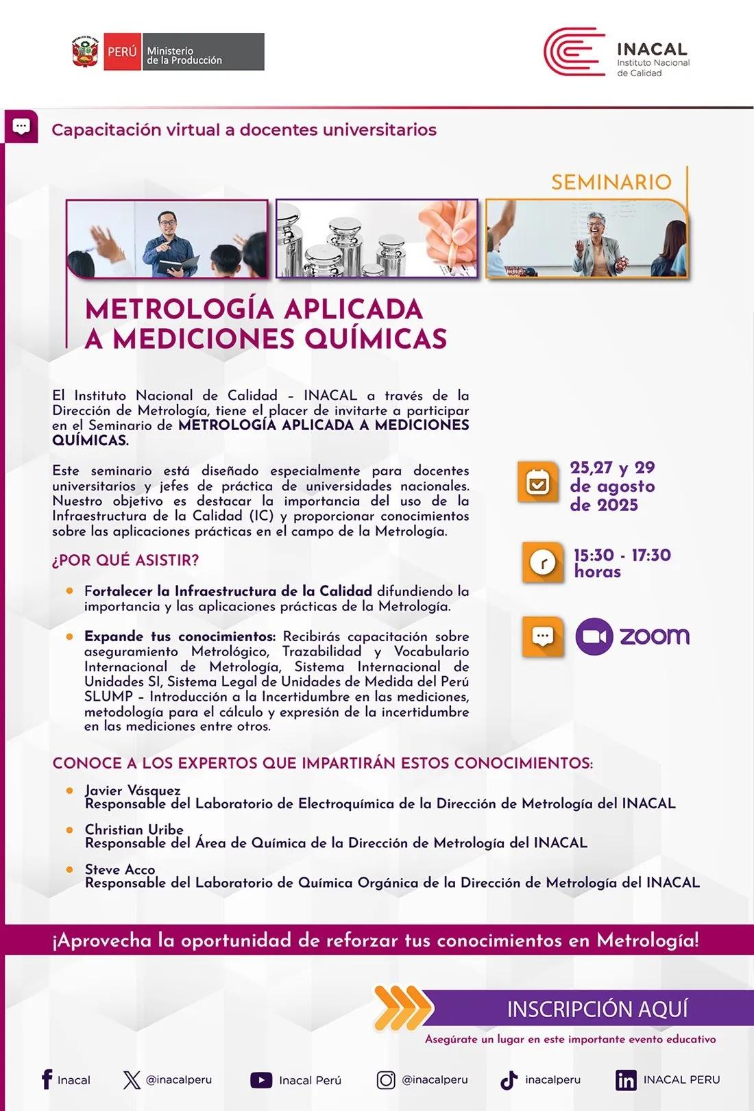 Third training for university teachers “Metrology applied to chemical measurements”