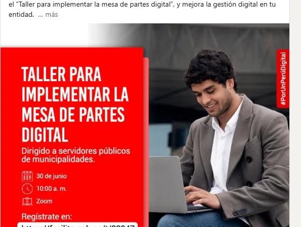 Taller virtual para implementar la mesa de partes digital de la Secretaría de Gobierno y Transformación Digital de la PCM